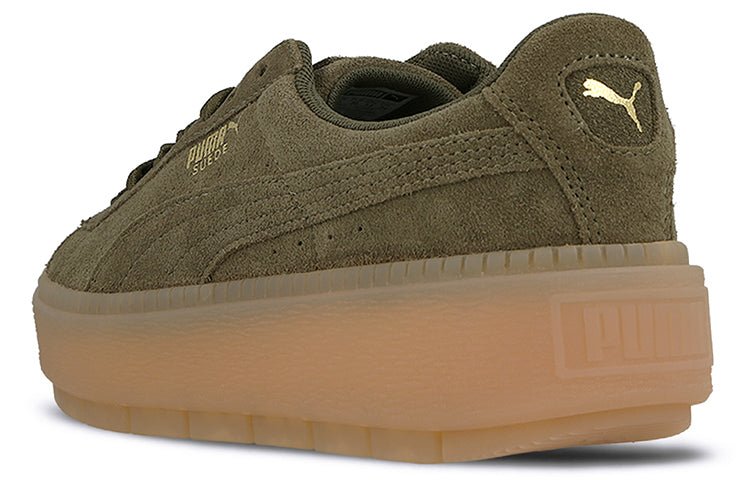 (WMNS) PUMA Suede Platform Trace 'Olive Night' 365830-03 - Image 4