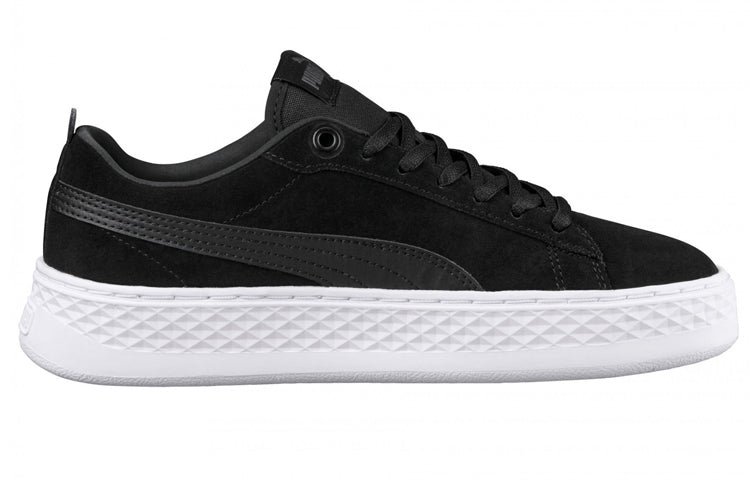 PUMA Smash Platform Suede Casual Board Shoes Black/White 366488-01 - Image 2
