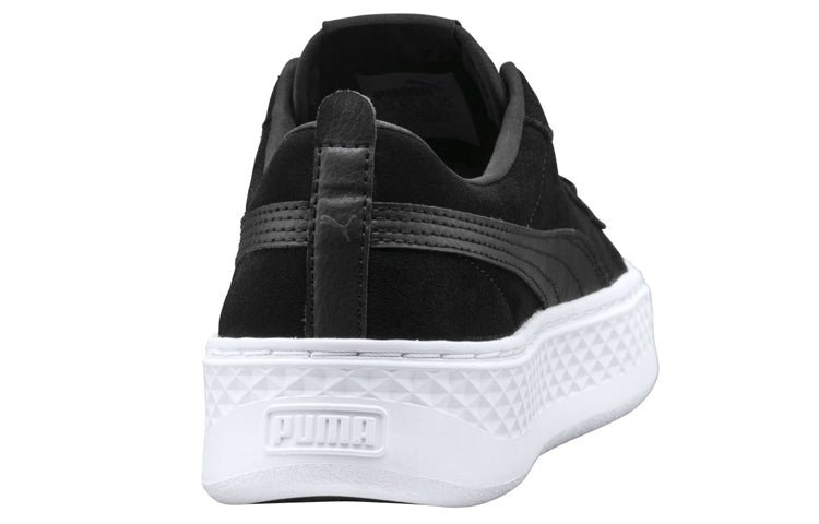 PUMA Smash Platform Suede Casual Board Shoes Black/White 366488-01 - Image 4