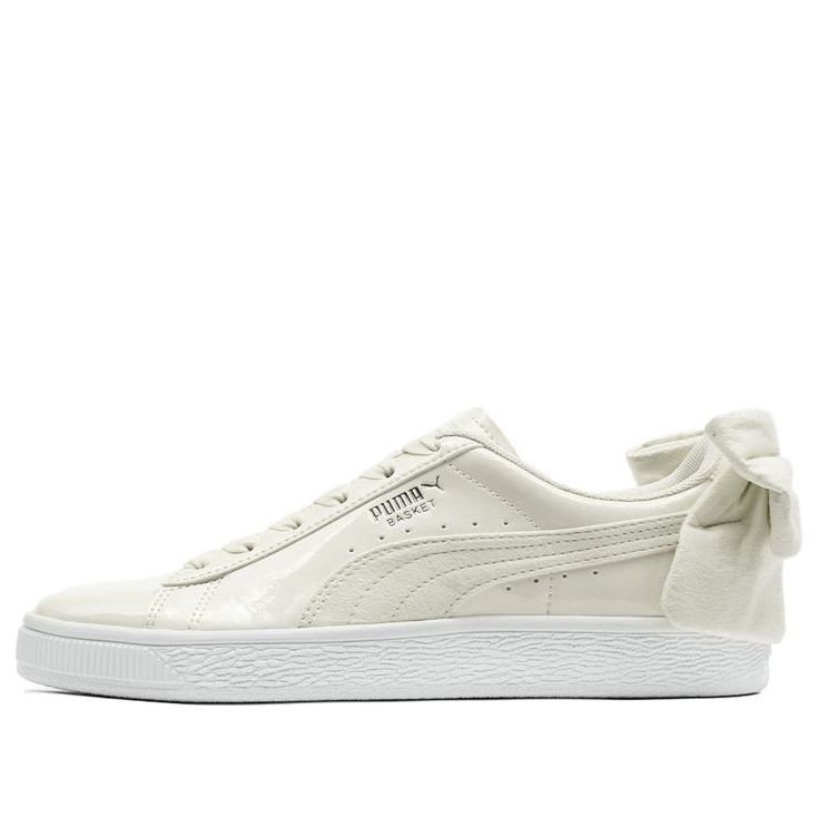 (WMNS) PUMA Basket Suede Bow Leisure Board Shoes Creamy/White 367353-04