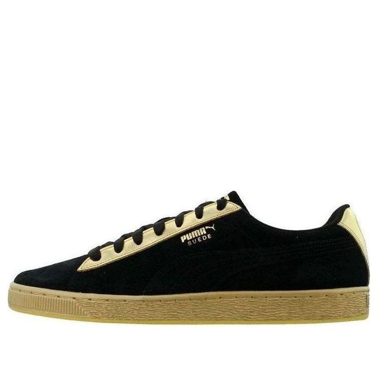 PUMA Suede Classic Metallic Leisure Board Shoes Black/Golden 367397-01
