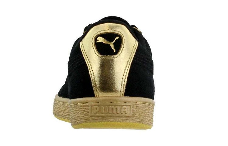 PUMA Suede Classic Metallic Leisure Board Shoes Black/Golden 367397-01 - Image 4