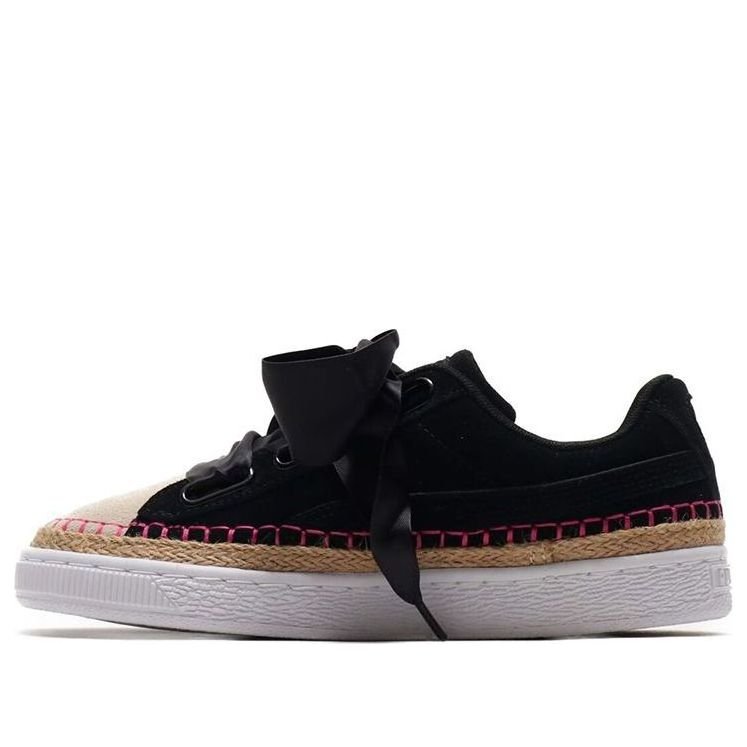 (WMNS) PUMA Suede Heart Sneakerdrille Ribbon Black/Pink 369237-01