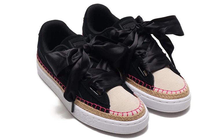(WMNS) PUMA Suede Heart Sneakerdrille Ribbon Black/Pink 369237-01 - Image 2