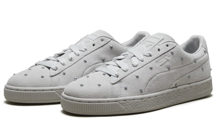(WMNS) PUMA Suede Studs Grey Lace Up Sneakers 369563-01 - Image 3