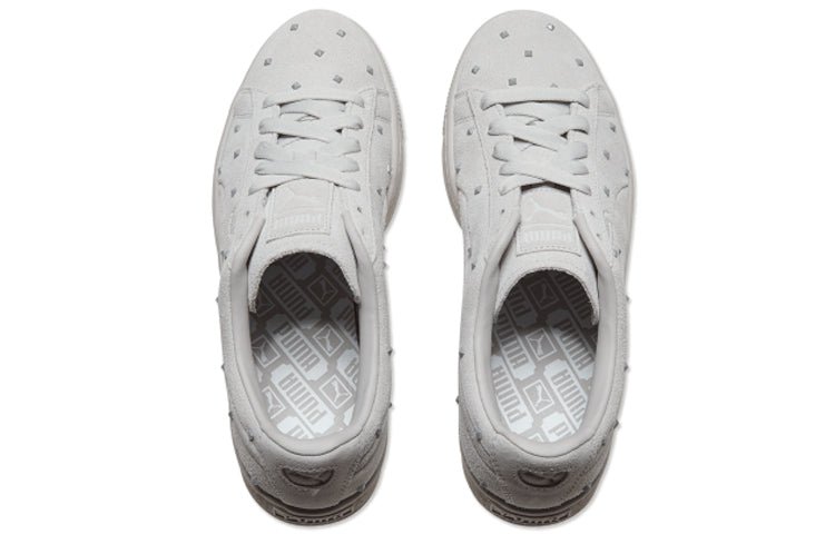 (WMNS) PUMA Suede Studs Grey Lace Up Sneakers 369563-01 - Image 4