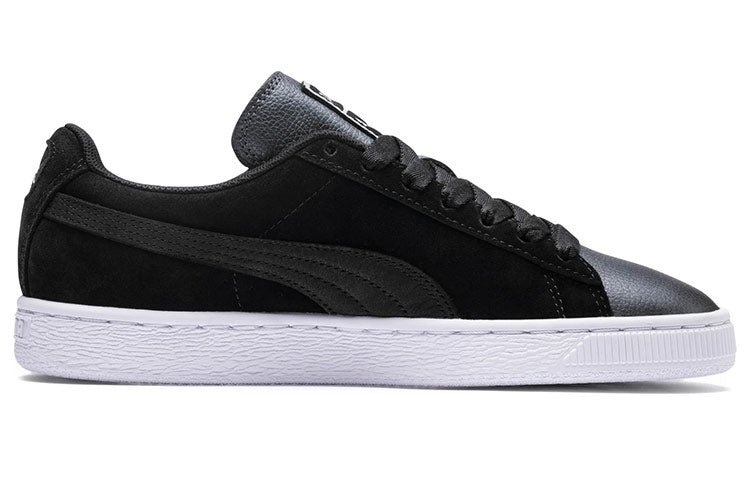 (WMNS) PUMA Suede Shimmer Black/Grey Low Board Shoes 369597-02 - Image 2