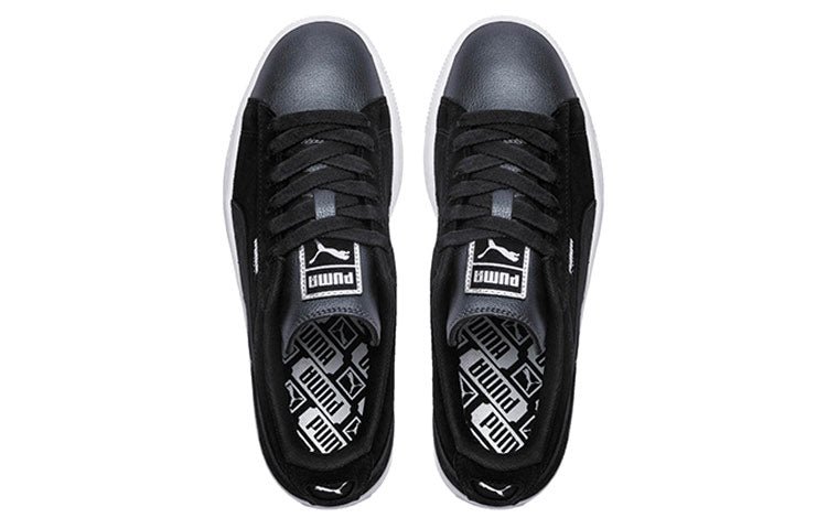 (WMNS) PUMA Suede Shimmer Black/Grey Low Board Shoes 369597-02 - Image 3