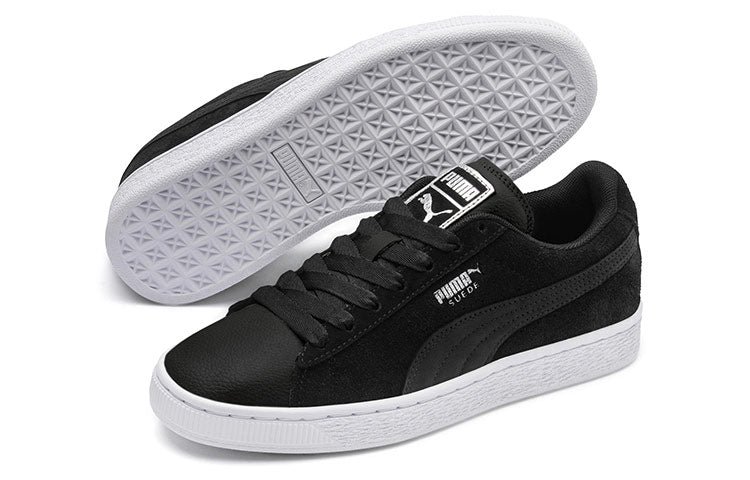 (WMNS) PUMA Suede Shimmer Black/Grey Low Board Shoes 369597-02 - Image 4