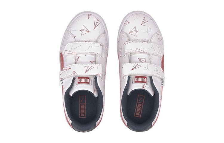 (PS) PUMA Basket Paper Plane Casual Board Shoes White/Blue/Red 371187-01 - Image 3