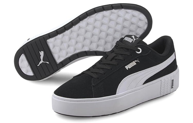 (WMNS) PUMA Smash Platform V2 Suede 'Black White' 373037-04 - Image 3