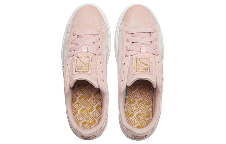(WMNS) PUMA Platform Velvet Pink/White Low Casual Board Shoes 373935-02 - Image 4