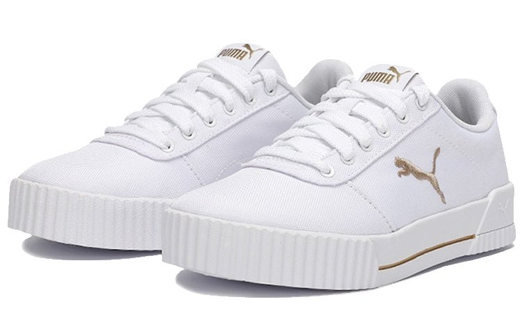 (WMNS) PUMA Carina Summer Cat Leisure Board Shoes White/Golden 373997-12 - Image 3