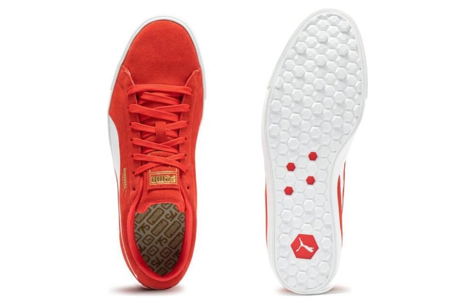 PUMA Fusion Suede For All Time LE Golf Shoes 'Red White' 379823-01 - Image 8