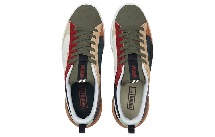 PUMA Suede Bloc Wtformstrip Leisure Shoes Green/Red/Beige 381184-02 - Image 3