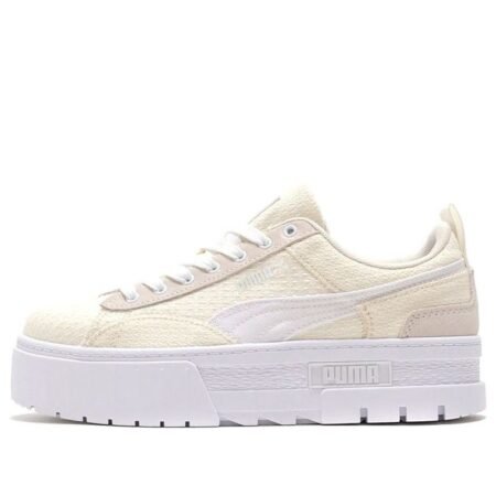 (WMNS) PUMA Mayze Patchwork Thick Sole Retro Casual Skateboarding Shoes White 383687-01