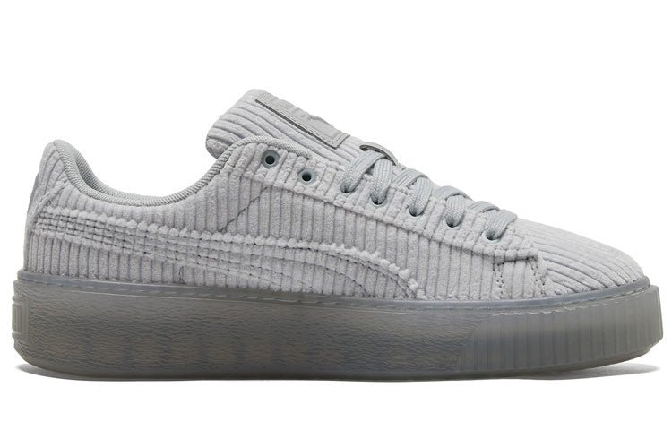 (WMNS) PUMA Basket Platform Strap 'Grey' 384232-02 - Image 2