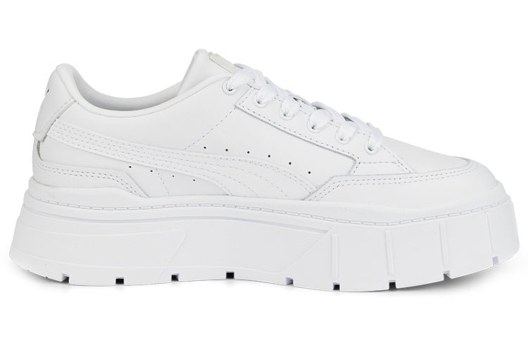 (WMNS) PUMA Mayze Stack Leather 'Triple White' 384412-01 - Image 2