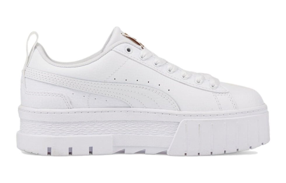 (GS) PUMA Mayze Leather 'White Team Gold' 384527-01 - Image 2