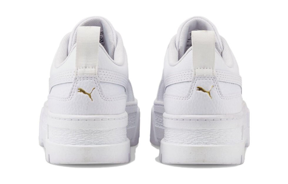 (GS) PUMA Mayze Leather 'White Team Gold' 384527-01 - Image 4