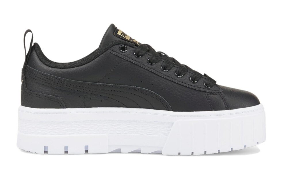 (GS) PUMA Mayze Leather 'Black Team Gold' 384527-02 - Image 2