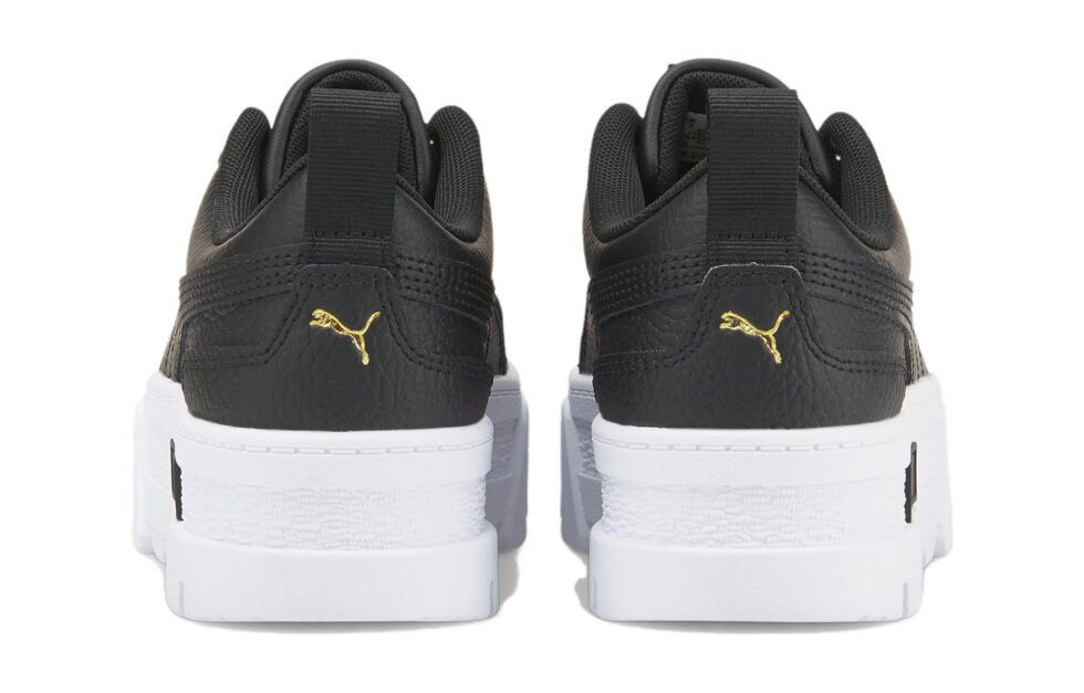 (GS) PUMA Mayze Leather 'Black Team Gold' 384527-02 - Image 4