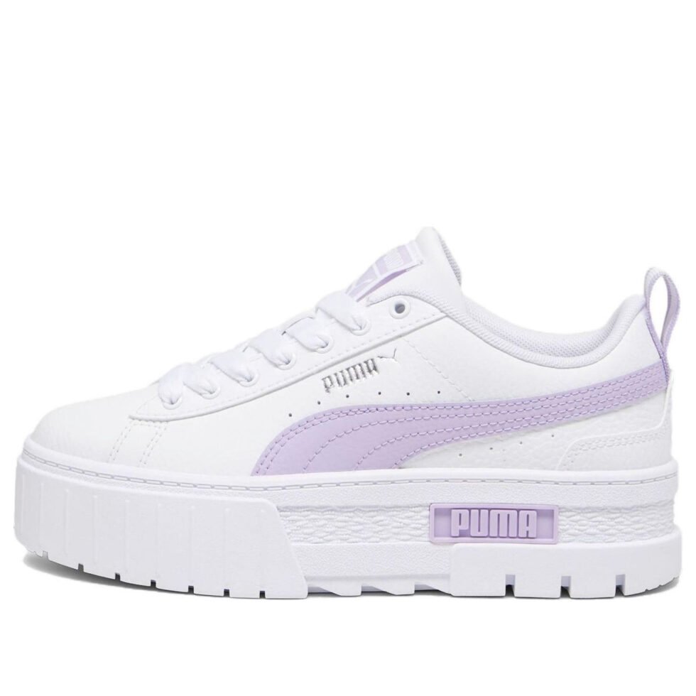 (GS) PUMA Mayze Leather 'White Vivid Violet' 384527-22