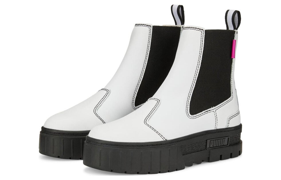 (WMNS) PUMA Mayze Pop Chelsea Boots 'White Black' 384549-01 - Image 3