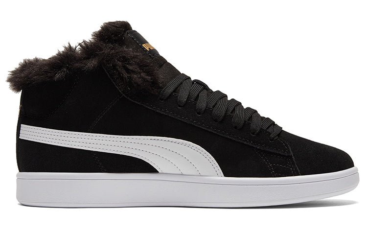 (WMNS) PUMA Smash V2 Plus Fleece Mid-Top Sneakers Black 385005-01 - Image 2