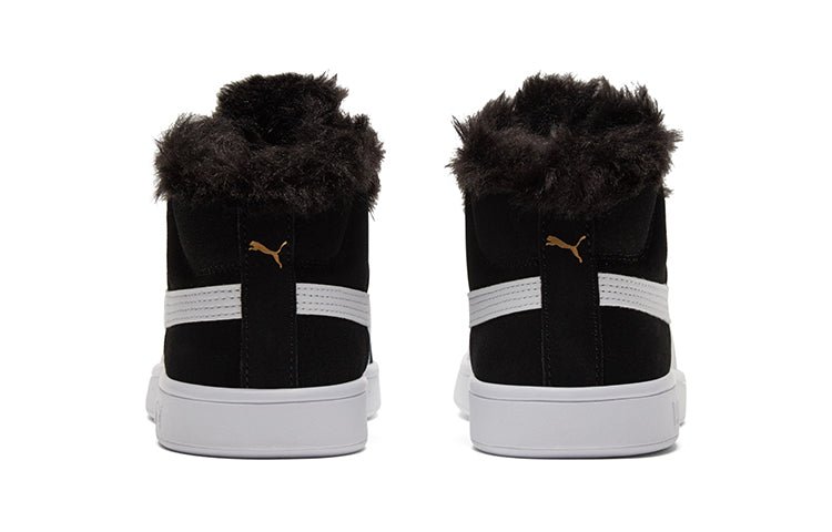 (WMNS) PUMA Smash V2 Plus Fleece Mid-Top Sneakers Black 385005-01 - Image 5