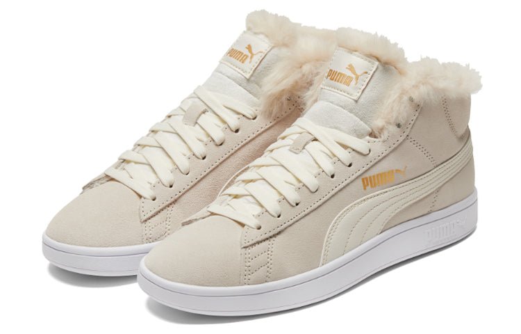 (WMNS) PUMA Smash V2 Mid-Top Sneakers Beige/White 385005-02 - Image 2