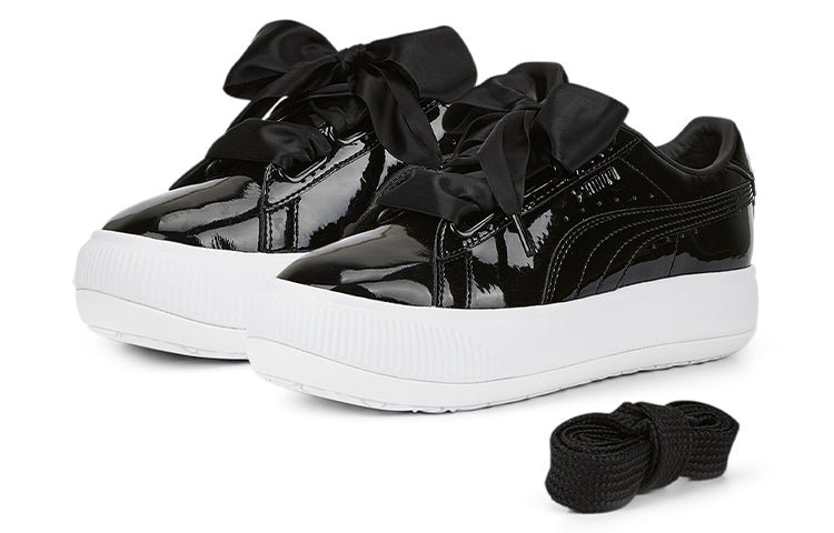 (WMNS) PUMA Suede Mayu Heart Patent 'Black White' 385967-02 - Image 3