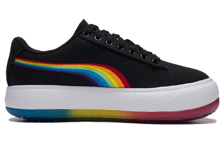 (WMNS) PUMA Suede Mayu Prism Low Tops Thick Sole Skateboarding Shoes Black 387240-01 - Image 2