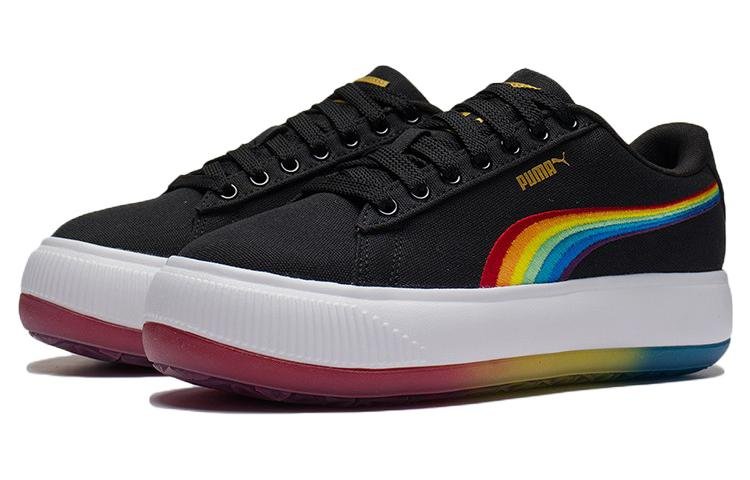 (WMNS) PUMA Suede Mayu Prism Low Tops Thick Sole Skateboarding Shoes Black 387240-01 - Image 3