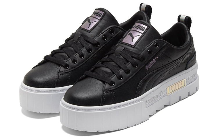 (WMNS) PUMA Mayze Lth Iridescent Sneakers Black/White 387269-02 - Image 3