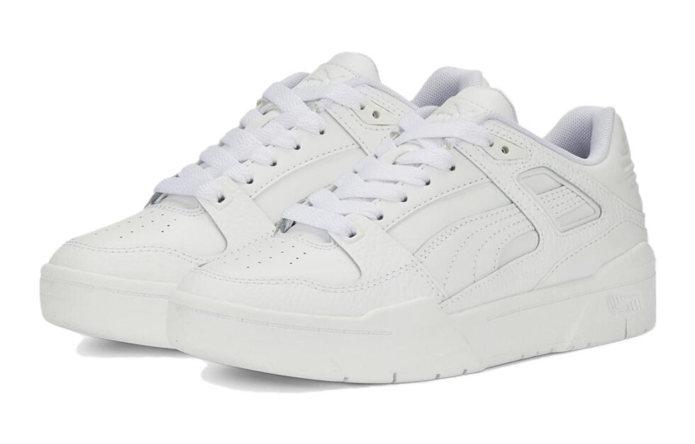 (GS) PUMA Slipstream Leather 'Triple White' 387826-02 - Image 3