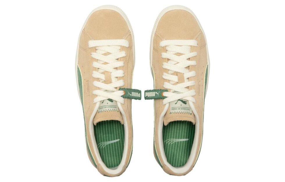 PUMA Suede Vintage 'Players' Lounge - Light Sand Deep Forest' 388148-01 - Image 3
