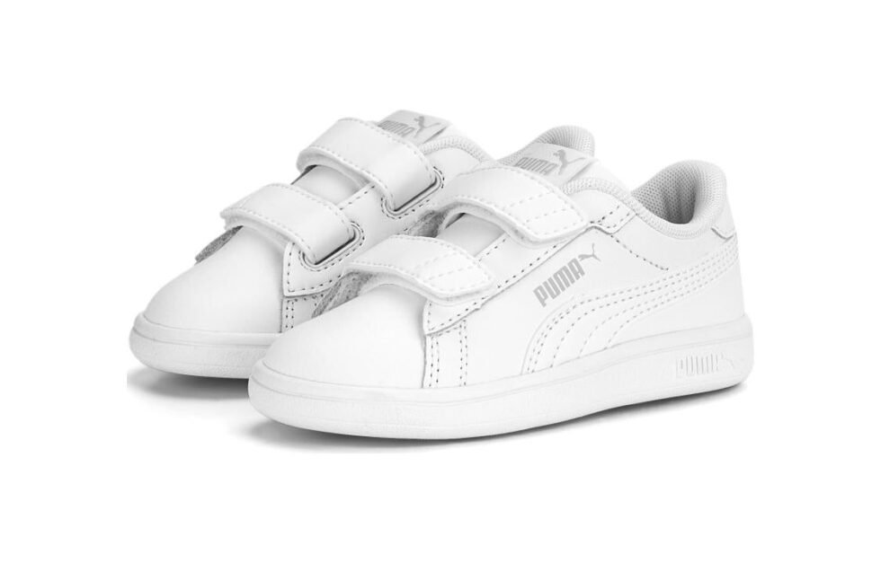 (TD) PUMA Smash 3.0 Leather Velcro 'White Cool Light Grey' 392034-02 - Image 3