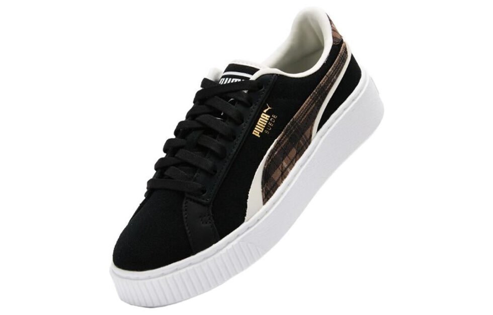 (WMNS) PUMA Suede Plat Form Plaid 'Black' 395228-01 - Image 4