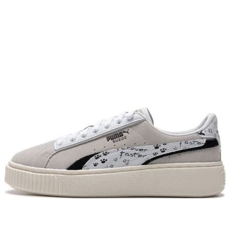 (WMNS) PUMA Suede Platform Draw 'Grey White' 395904-02