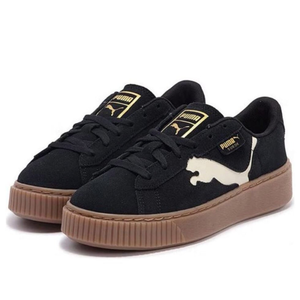 (WMNS) PUMA Suede Platform Cutout 'Black White Brown' 397233-01 - Image 2