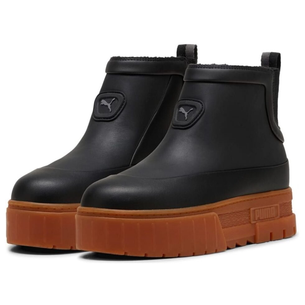 (WMNS) PUMA Mayze Wellis Leather Mid 'Black' 398535-01 - Image 4