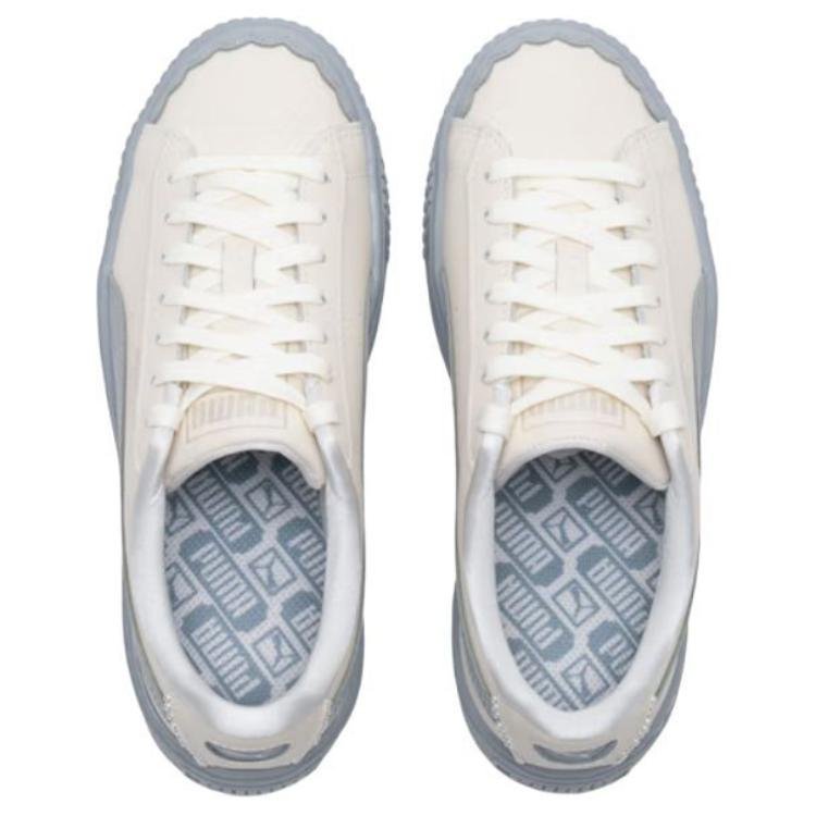 (WMNS) PUMA Basket Platform Shoes 'Pearl White Blue' 398910-04 - Image 3