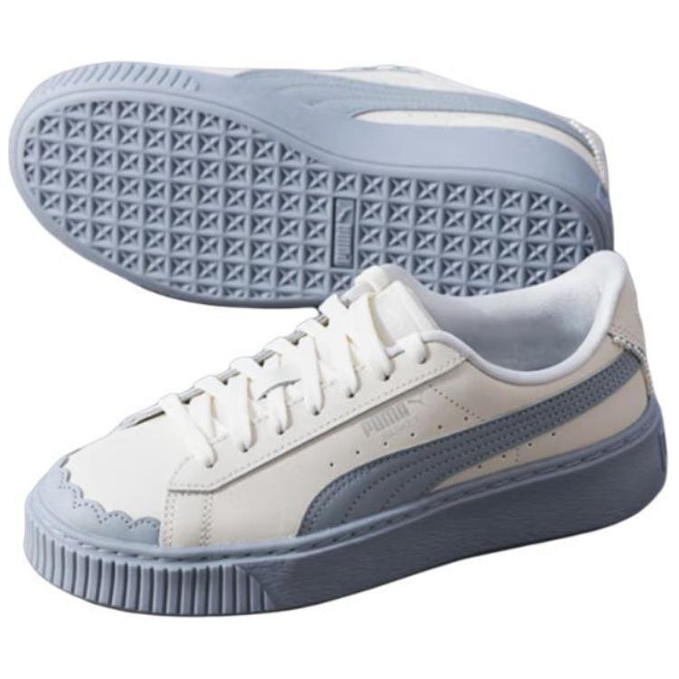 (WMNS) PUMA Basket Platform Shoes 'Pearl White Blue' 398910-04 - Image 5