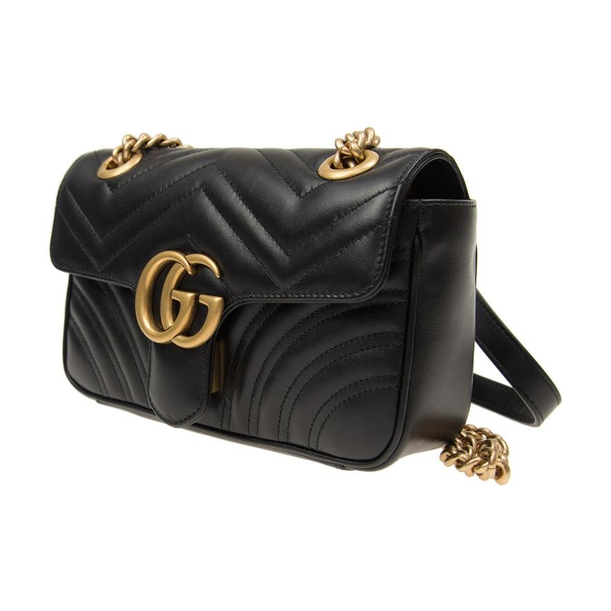 (WMNS) Gucci GG Marmont Leather Single-Shoulder Chain Bag Mini Black 446744-DTDIT-1000 - Image 2
