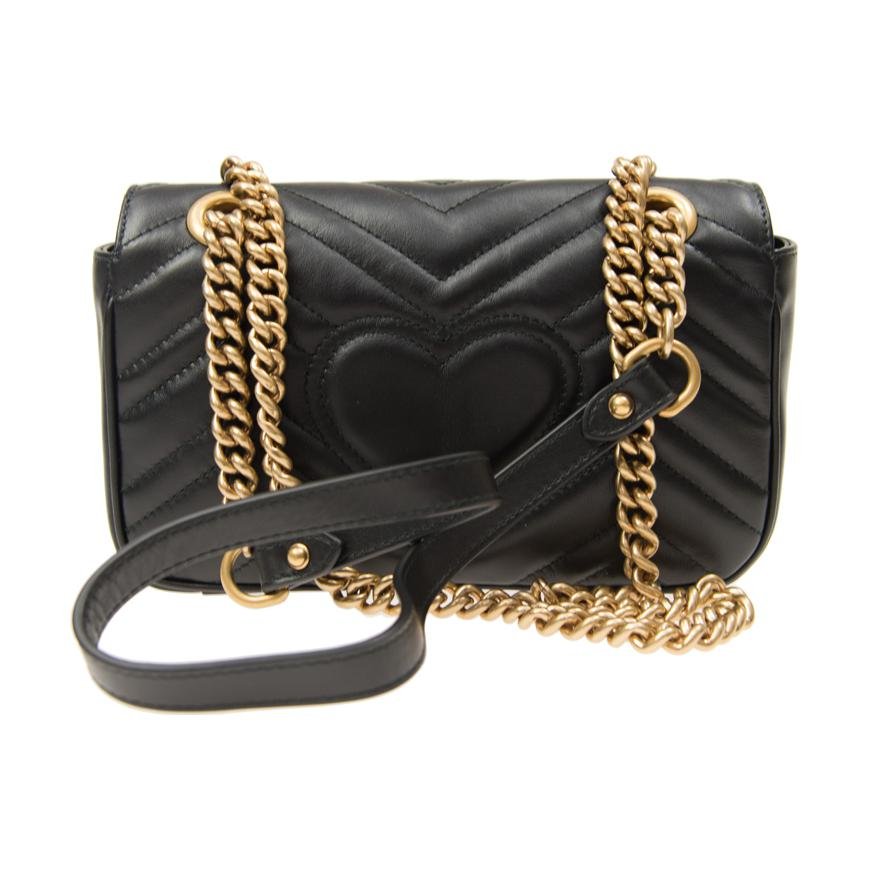 (WMNS) Gucci GG Marmont Leather Single-Shoulder Chain Bag Mini Black 446744-DTDIT-1000 - Image 3