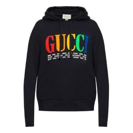 Gucci City Rainbow Logo Hooded Sweatshirt 'Black' 475374-X3N60-1082
