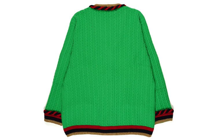 (WMNS) Gucci Stripe Splicing Loose Knit Cardigan Green 526698-X9W62-3863 - Image 2