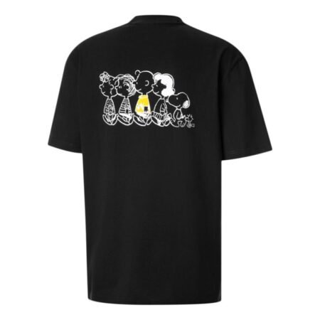 PUMA x Peanuts Crossover Cartoon Pattern Printing Sports Short Sleeve Black 530616-01