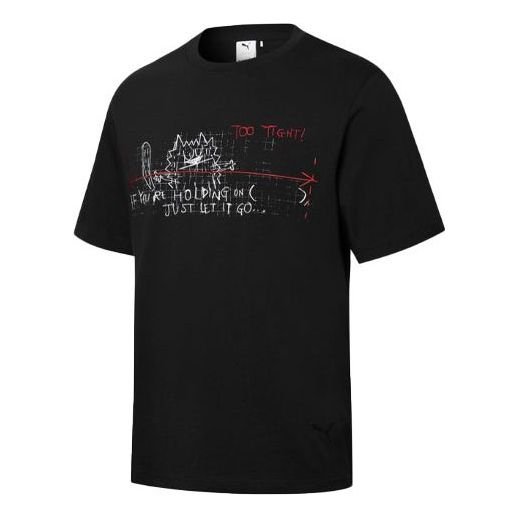 PUMA x MICHAEL LAU Jointly Signed Cartoon Printing Causual Sports Round Collar Male Black 531320-01